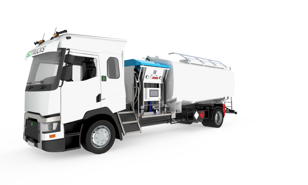 Avitailleur 100% électrique EFUELER de NEOTRUCKS image synthèse vue face gauche 3/4